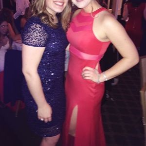 Red Floor Length Dress with Slit